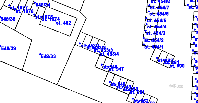 Parcela st. 453/4 v KÚ Adamov, Katastrální mapa