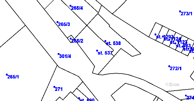 Parcela st. 537 v KÚ Adamov, Katastrální mapa