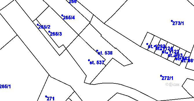 Parcela st. 538 v KÚ Adamov, Katastrální mapa