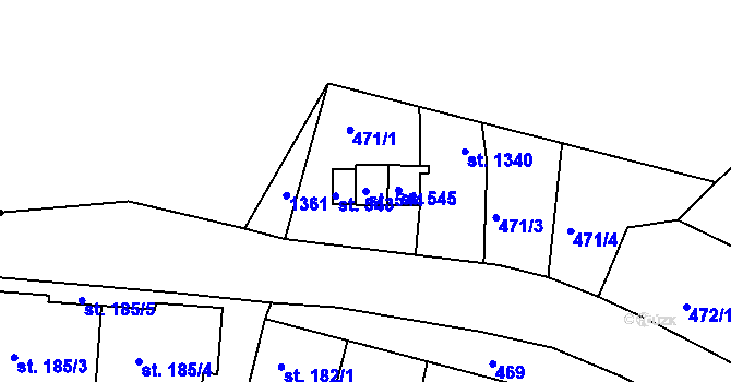 Parcela st. 544 v KÚ Adamov, Katastrální mapa
