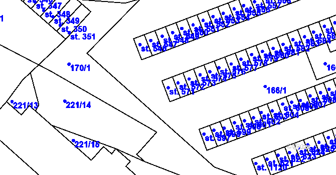 Parcela st. 571 v KÚ Adamov, Katastrální mapa