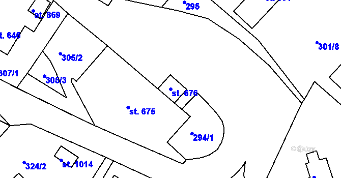 Parcela st. 676 v KÚ Adamov, Katastrální mapa