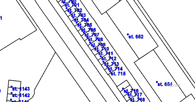 Parcela st. 711 v KÚ Adamov, Katastrální mapa