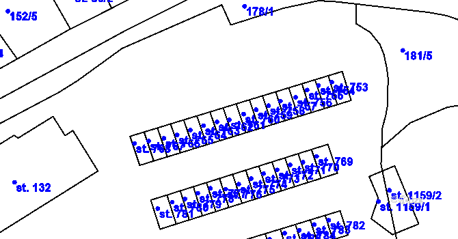 Parcela st. 761 v KÚ Adamov, Katastrální mapa