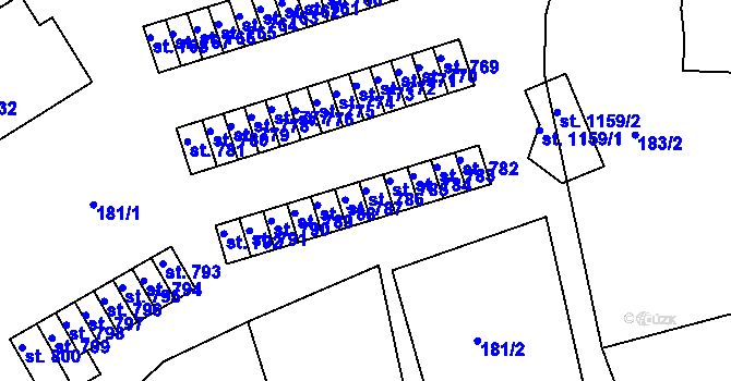 Parcela st. 786 v KÚ Adamov, Katastrální mapa