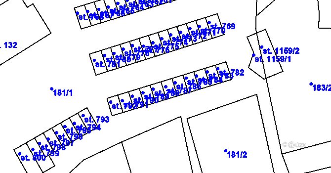 Parcela st. 787 v KÚ Adamov, Katastrální mapa