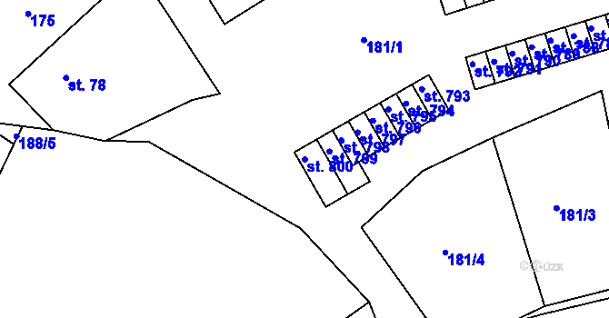 Parcela st. 800 v KÚ Adamov, Katastrální mapa