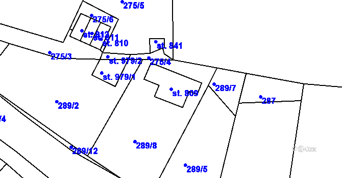 Parcela st. 809 v KÚ Adamov, Katastrální mapa