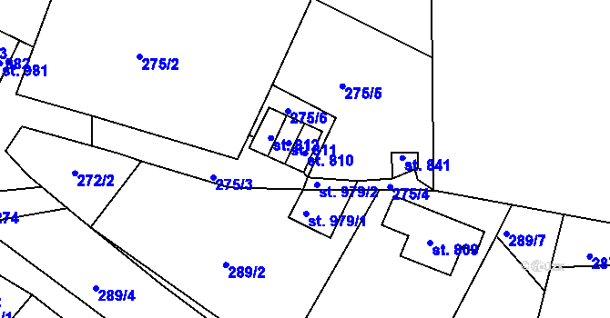 Parcela st. 810 v KÚ Adamov, Katastrální mapa