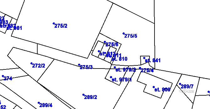 Parcela st. 811 v KÚ Adamov, Katastrální mapa