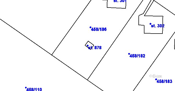 Parcela st. 878 v KÚ Adamov, Katastrální mapa