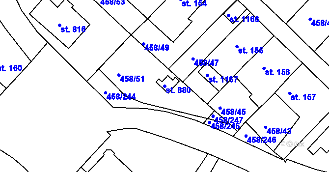 Parcela st. 880 v KÚ Adamov, Katastrální mapa