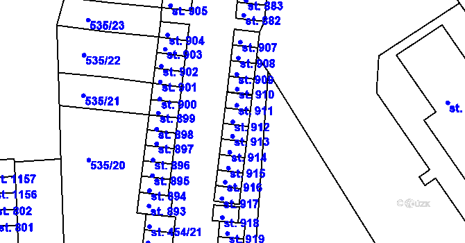 Parcela st. 912 v KÚ Adamov, Katastrální mapa