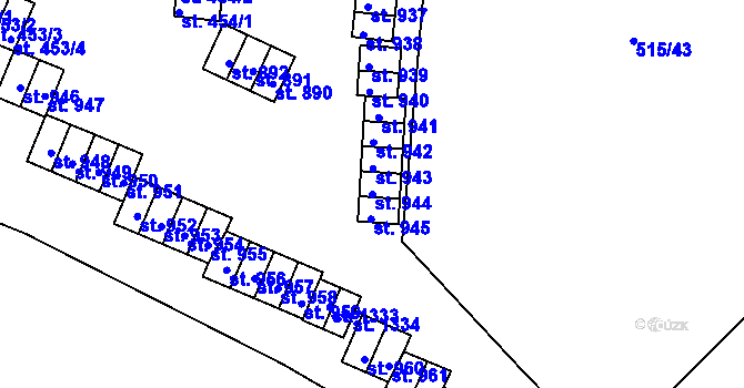 Parcela st. 944 v KÚ Adamov, Katastrální mapa