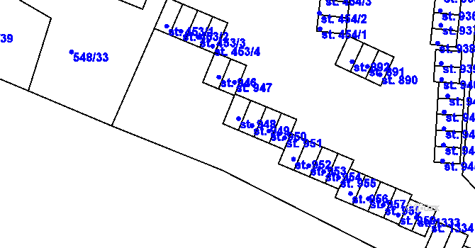 Parcela st. 948 v KÚ Adamov, Katastrální mapa