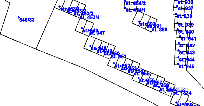 Parcela st. 950 v KÚ Adamov, Katastrální mapa