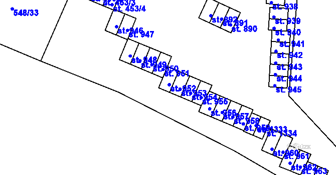 Parcela st. 952 v KÚ Adamov, Katastrální mapa