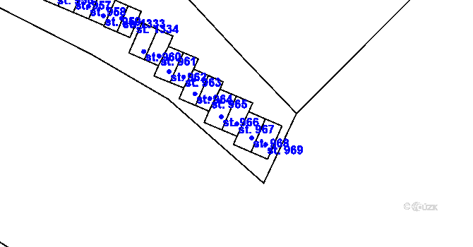 Parcela st. 967 v KÚ Adamov, Katastrální mapa