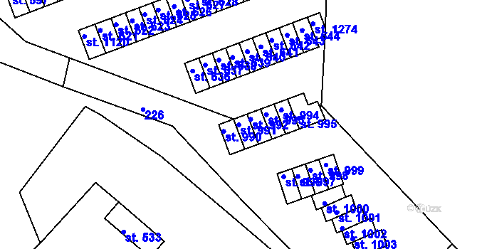 Parcela st. 991 v KÚ Adamov, Katastrální mapa