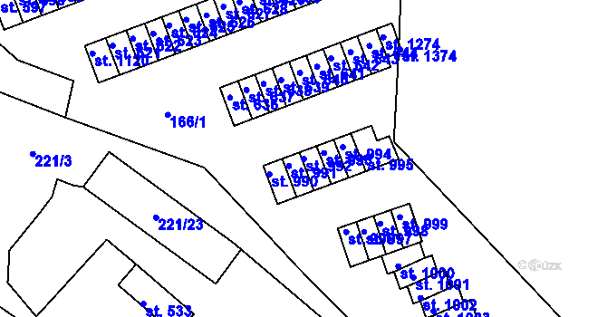Parcela st. 992 v KÚ Adamov, Katastrální mapa