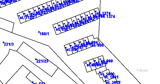 Parcela st. 993 v KÚ Adamov, Katastrální mapa
