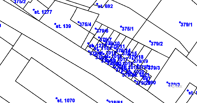 Parcela st. 1015 v KÚ Adamov, Katastrální mapa