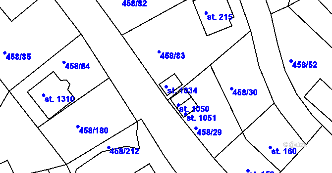 Parcela st. 1034 v KÚ Adamov, Katastrální mapa