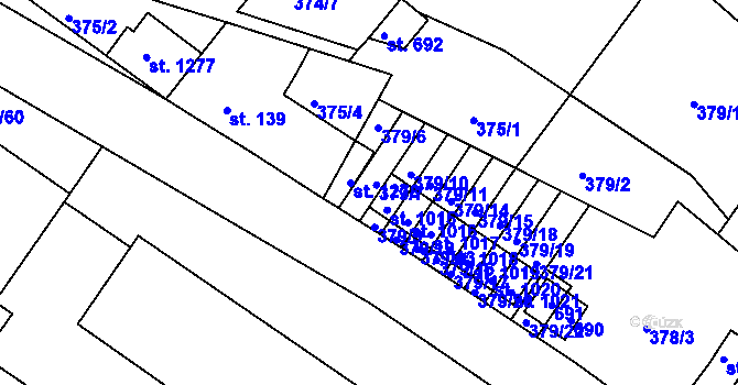 Parcela st. 1151 v KÚ Adamov, Katastrální mapa