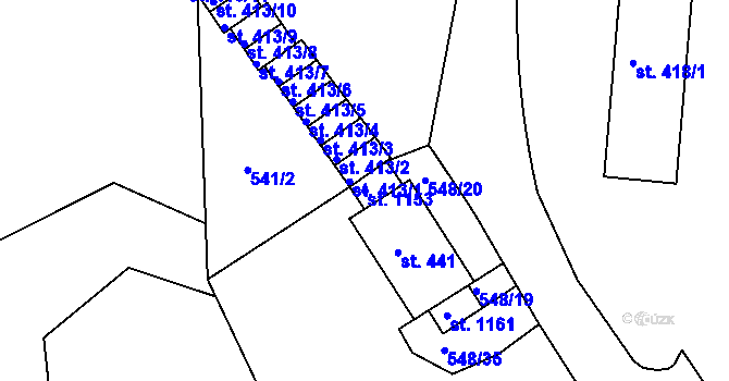Parcela st. 1153 v KÚ Adamov, Katastrální mapa