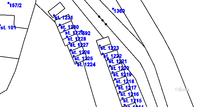 Parcela st. 1222 v KÚ Adamov, Katastrální mapa