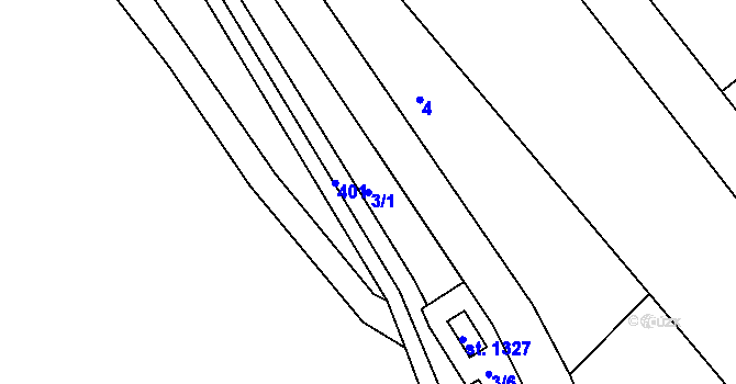 Parcela st. 3/1 v KÚ Adamov, Katastrální mapa