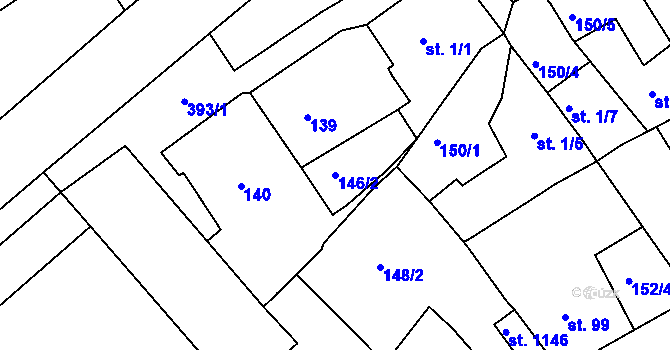 Parcela st. 146/2 v KÚ Adamov, Katastrální mapa