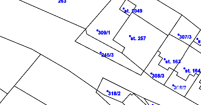 Parcela st. 245/3 v KÚ Adamov, Katastrální mapa