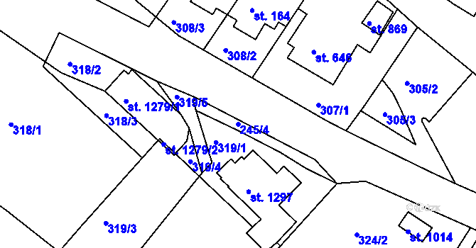 Parcela st. 245/4 v KÚ Adamov, Katastrální mapa