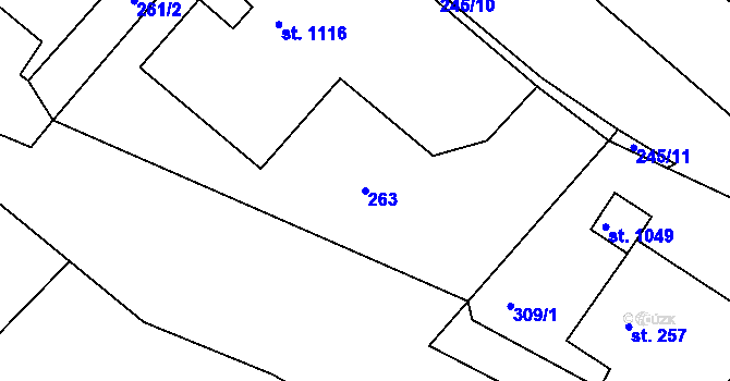 Parcela st. 263 v KÚ Adamov, Katastrální mapa