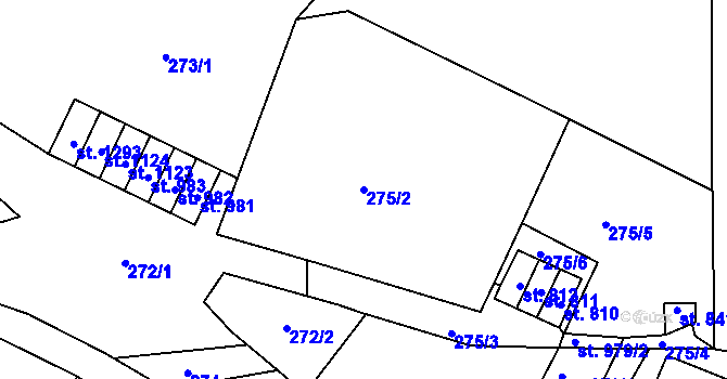 Parcela st. 275/2 v KÚ Adamov, Katastrální mapa
