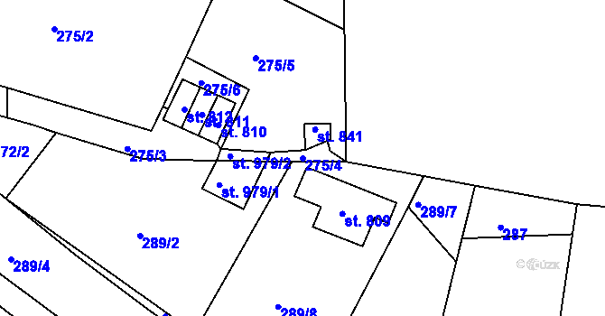 Parcela st. 275/4 v KÚ Adamov, Katastrální mapa