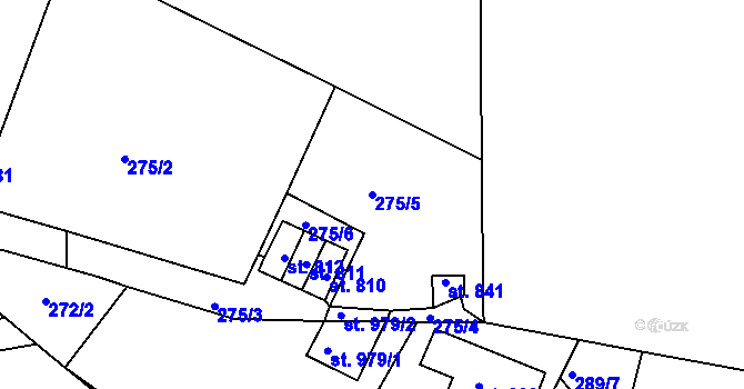 Parcela st. 275/5 v KÚ Adamov, Katastrální mapa