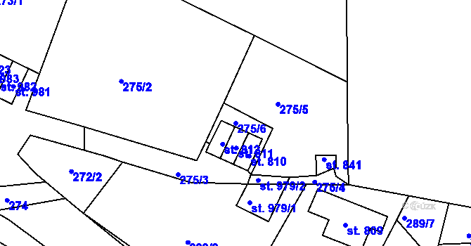 Parcela st. 275/6 v KÚ Adamov, Katastrální mapa