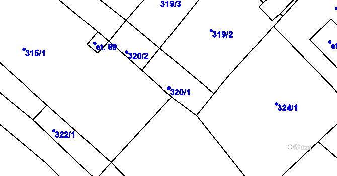 Parcela st. 320/1 v KÚ Adamov, Katastrální mapa