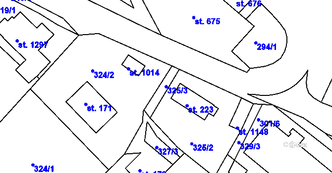 Parcela st. 325/3 v KÚ Adamov, Katastrální mapa