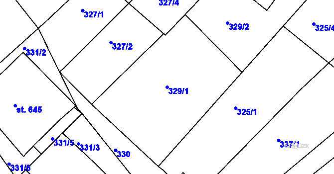 Parcela st. 329/1 v KÚ Adamov, Katastrální mapa