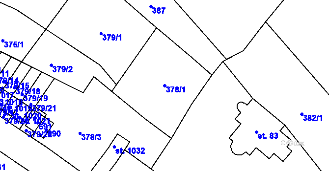 Parcela st. 378/1 v KÚ Adamov, Katastrální mapa