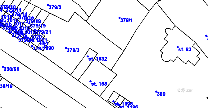 Parcela st. 378/2 v KÚ Adamov, Katastrální mapa