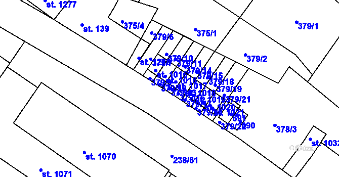 Parcela st. 379/13 v KÚ Adamov, Katastrální mapa