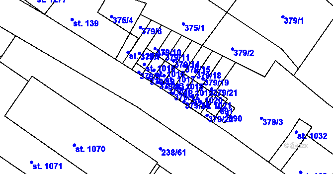 Parcela st. 379/16 v KÚ Adamov, Katastrální mapa