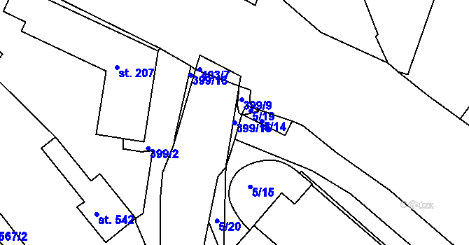 Parcela st. 399/15 v KÚ Adamov, Katastrální mapa