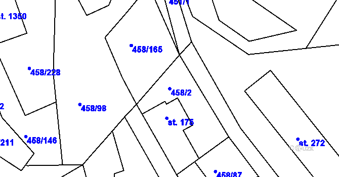 Parcela st. 458/2 v KÚ Adamov, Katastrální mapa