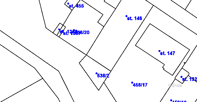 Parcela st. 458/19 v KÚ Adamov, Katastrální mapa