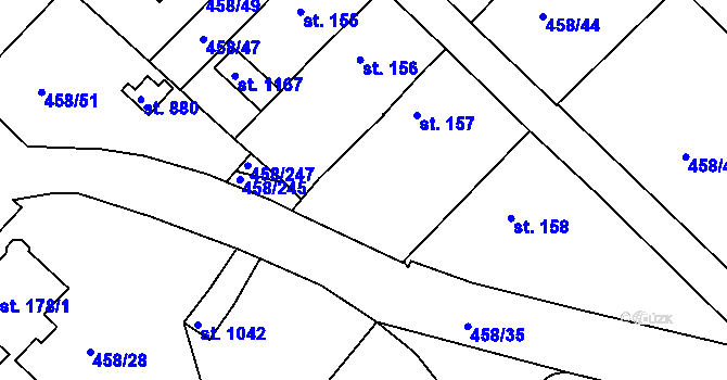 Parcela st. 458/43 v KÚ Adamov, Katastrální mapa